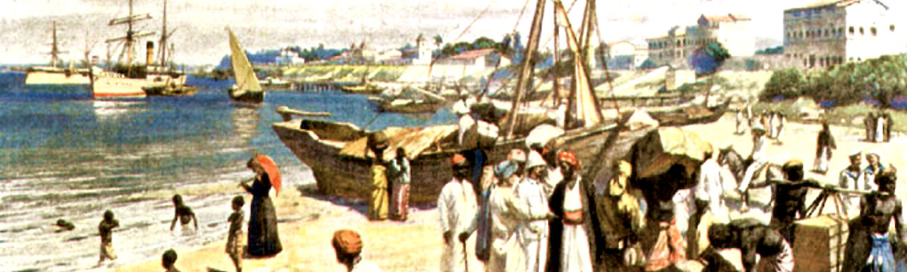 Historisches Gemälde vom Hafen in Dar-es-Salaam