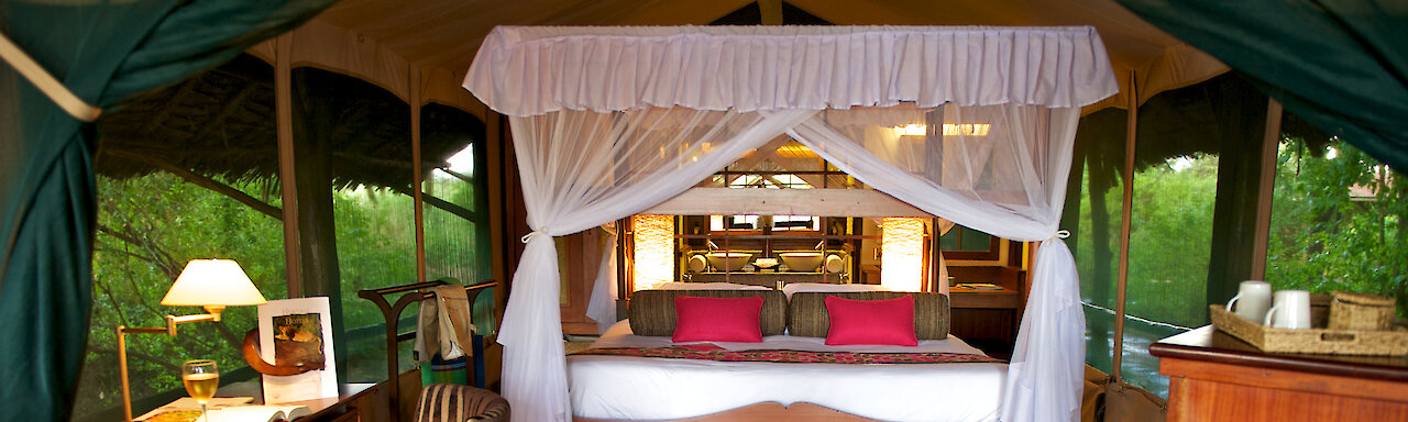 Blick ins Zelt im Samburu Interpids