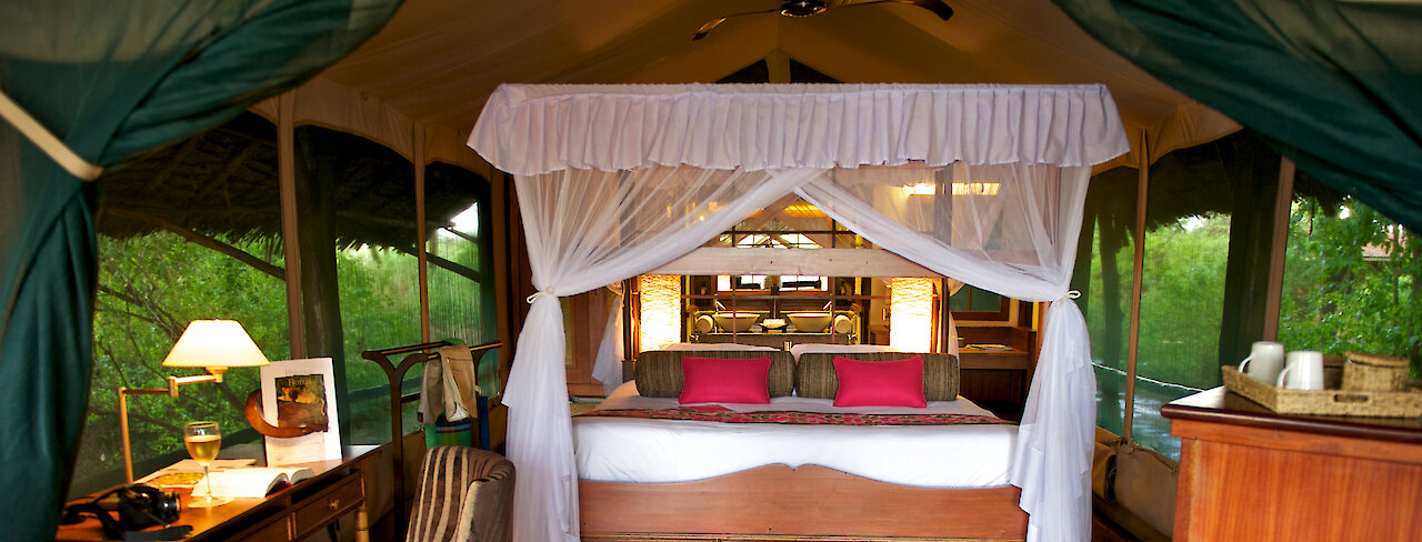 Blick ins Zelt im Samburu Interpids