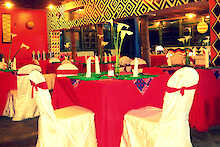 Restaurant der Le Bambou Gorilla Lodge