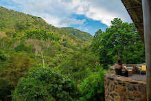 Engagi Lodge Bwindi Blick von Terrasse ins Grüne