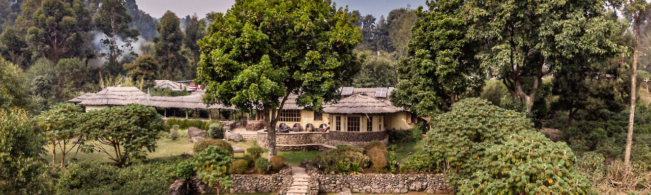 Luftaufnahme der Mount Gahinga Lodge