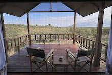 Tansania Tarangire View Camp Blick aus dem Zelt auf die Terrasse