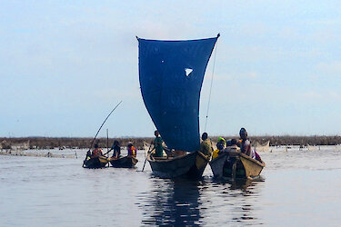 Ein Boot auf dem Lac Nokoué