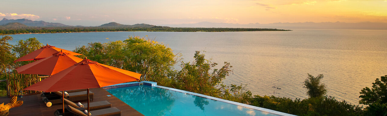 Pumulani Lodge mit Blick auf den Malawisee