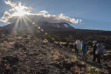 Start der Wanderung beim Basislager