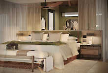 Savute Safari Lodge Schlafzimmer mit Doppelbett