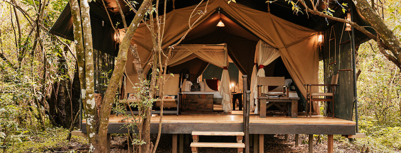 Soroi Mara Bush Camp im Zelt mit Ausblick auf Wald und Natur