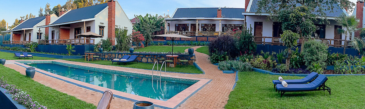 Martinas Retreat in Karatu Blick auf Pool