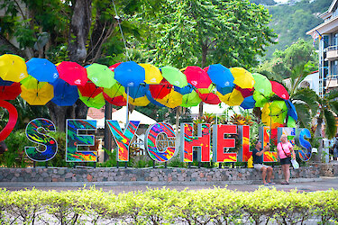 Seychellen-Schriftzug in Mahé