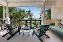 Aussicht auf das Meer vom privaten Balkon der Indian Ocean Lodge