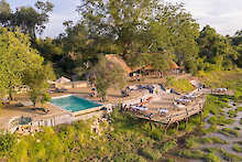 Luftaufnahme der Kafunta River Lodge