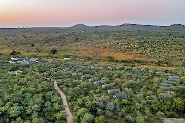 Luftaufnahme der Mdluli Safari Lodge