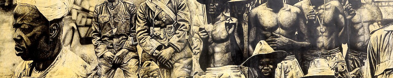 Wandgemälde im Nkyinkyim Museum, Ghana