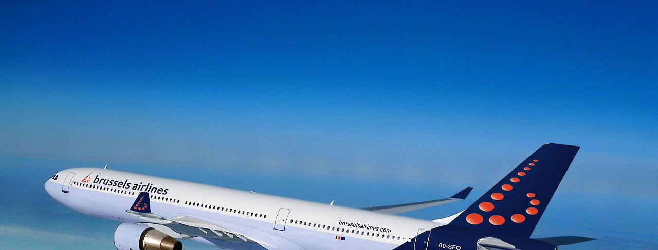 Brussels Airlines Flugzeug in der Luft