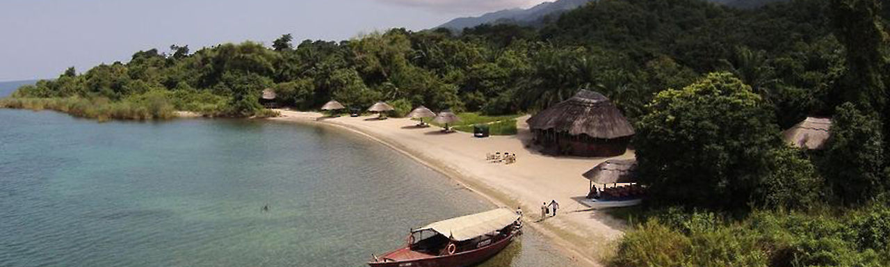 Luftbild der Kungwe Beach Lodge