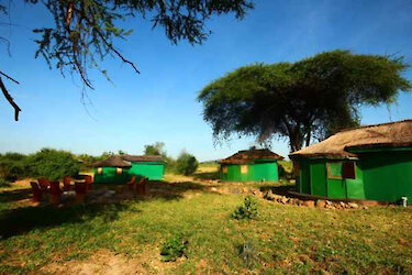 Blick auf die Unterkünfte im TANAPA Ruaha Cottage