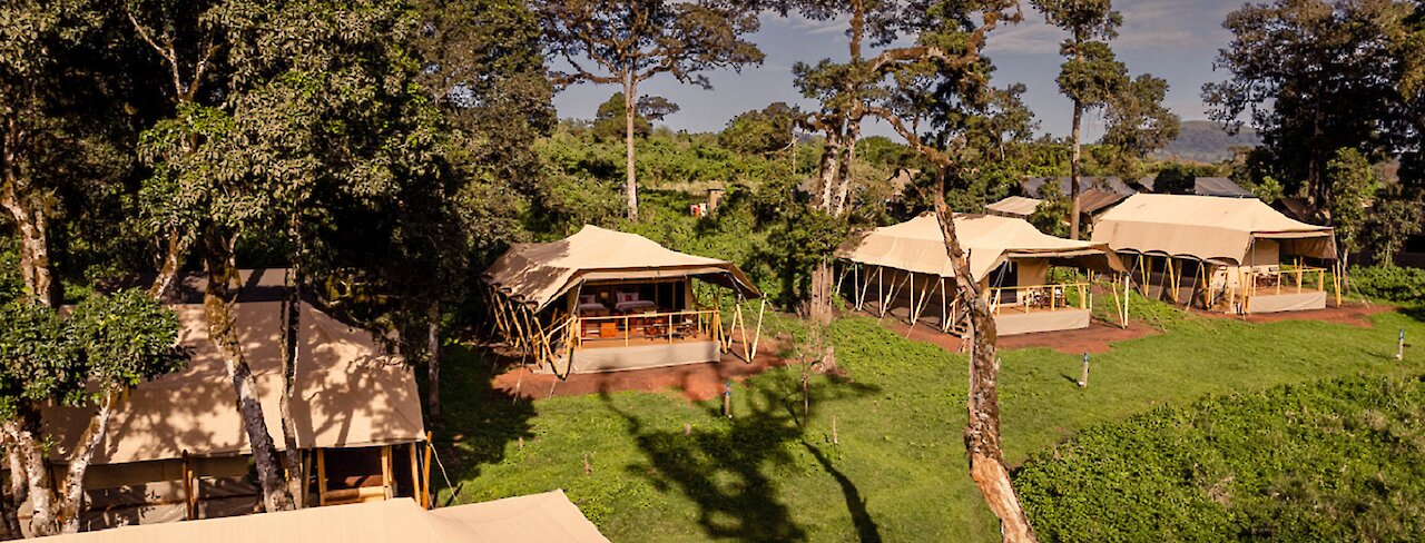 Ausblick auf die Zelte im Ang’ata Ngorongoro Camp