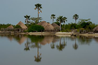 Blick auf Dörfer im Bijagos-Archipel
