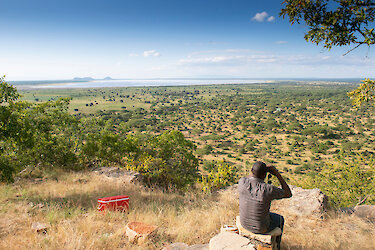 Sangaiwe Tented Lodge Blick auf Lake Burunge im Tarangire