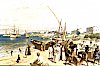 Historisches Gemälde vom Hafen in Dar-es-Salaam
