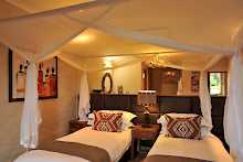 gemütliches Zimmer mit Twin Betten im Victoria Falls Safari Club