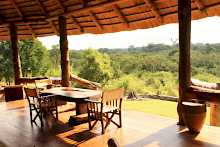 gemütliche Veranda mit Sitzmöglichkeiten in Semliki Safari Lodge