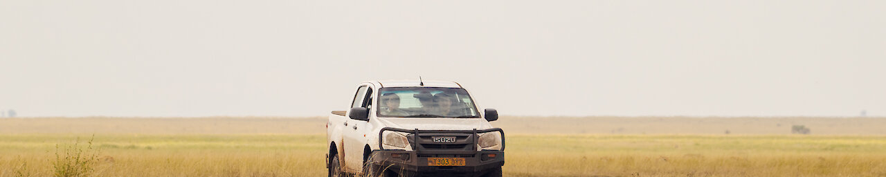 Selbstfahrer Safari - Tansania, Safarifahrzeug in der Savanne